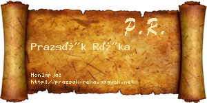 Prazsák Réka névjegykártya